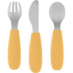 Petite&Mars Take&Match Stainless Steel Cutlery Set sztućce dla dzieci Ochre 12m+ 3 szt.