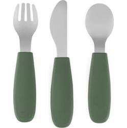 Petite&Mars Take&Match Stainless Steel Cutlery Set sztućce dla dzieci Misty Green 12m+ 3 szt.