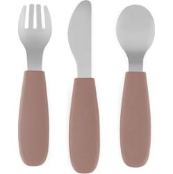 Petite&Mars Take&Match Stainless Steel Cutlery Set sztućce dla dzieci Velvet Latte 12m+ 3 szt.