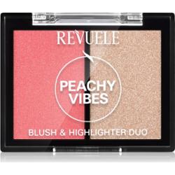 Revuele Blush & Highlighter Duo róż do policzków z rozświetlaczem odcień Peachy Vibes 8 g