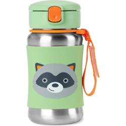 Skip Hop Spark Style Straw Bottle butelka na wodę ze stali nierdzewnej ze słomką Racoon 12 m+ 350 ml