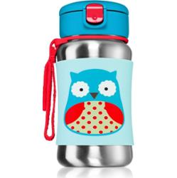 Skip Hop Zoo Straw Bottle butelka na wodę ze stali nierdzewnej ze słomką Owl 12 m+ 350 ml