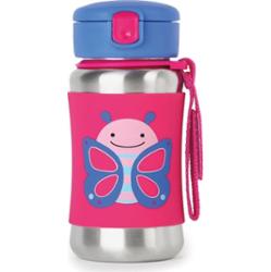 Skip Hop Zoo Straw Bottle butelka na wodę ze stali nierdzewnej ze słomką Butterfly 12 m+ 350 ml