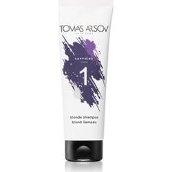 Tomas Arsov Sapphire Blonde Shampoo szampon neutralizujący żółte odcienie do włosów rozjaśnionych, z pasemkami w odcieniu chłodnego blondu 250 ml