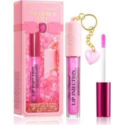 Too Faced Charmed Life Lip Gloss & Key Chain długotrwały błyszczyk do ust do zwiększenia objętości odcień Haute Pink 4 g