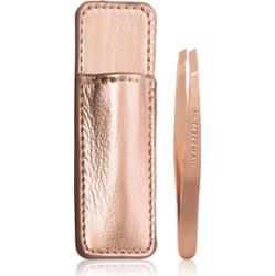 Tweezerman Mini Slant Studio Collection pęseta z ukośną końcówką mini z etui podróżnym Rose Gold 2 szt.