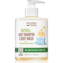WoodenSpoon Natural szampon i żel pod prysznic dla dzieci nieperfumowany 300 ml