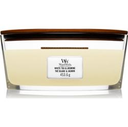 Woodwick White Tea & Jasmine świeczka zapachowa z drewnianym knotem (hearthwick) 453.6 g