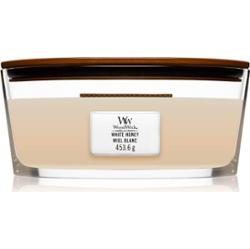 Woodwick White Honey świeczka zapachowa z drewnianym knotem (hearthwick) 453 g