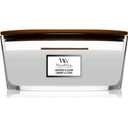 Woodwick Lavender & Cedar świeczka zapachowa z drewnianym knotem (hearthwick) 453.6 g