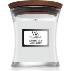 Woodwick Lavender & Cedar świeczka zapachowa z drewnianym knotem 85 g