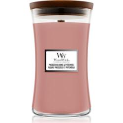 Woodwick Pressed Blooms & Patchouli świeczka zapachowa z drewnianym knotem 609.5 g