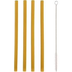 Zopa Silicone Straw słomka silikonowa + szczotka 6 m+ Mustard Yellow 4 szt.