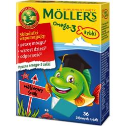 Möller’s Omega-3 Rybki żelki malinowe 36 sztuk