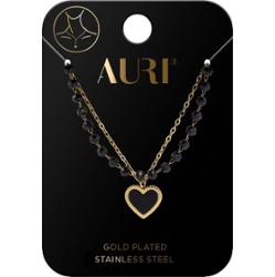 Auri naszyjnik serce i czarne kamienie 1 sztuka