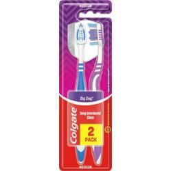 Colgate ZigZag Szczoteczka do zębów średnia 2 sztuki