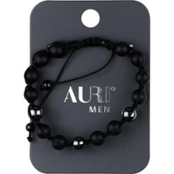 Auri Men bransoletka czarne koraliki plus z hematytu przeplatane sznurkiem 1 sztuka