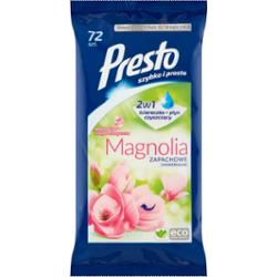 Presto Ściereczki nawilżane uniwersalne zapachowe magnolia 72 sztuk