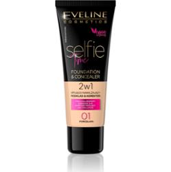 EVELINE Selfie Time 2w1 Kryjąco - nawilżający podkład & korektor nr 01 Porcelain