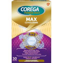 Corega Power Max Tabletki do codziennego czyszczenia protez zębowych max czyszczenie 30 sztuk