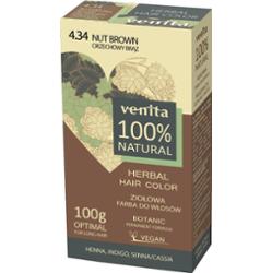 Venita 100%  Natural ziołowa farba do włosów 100 g 4.34 Orzechowy Brąz