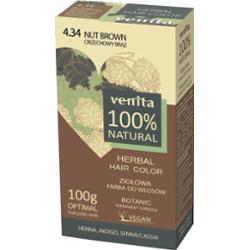 Venita 100%  Natural ziołowa farba do włosów 100 g 4.34 Orzechowy Brąz