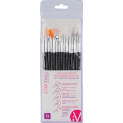 INTERVION pędzelki do zdobienia paznokci 15szt.