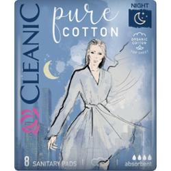 Cleanic Pure Cotton Podpaski na noc 8 sztuk