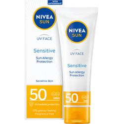 Nivea SUN Sensitive Krem ochronny do twarzy dla skóry wrażliwej SPF 50 50ml
