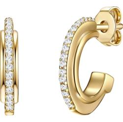 Glanzstücke München Srebrne kolczyki kreole srebro wysokiej próby Cyrkonia żółte złoto Kolczyki 1 ct Damski