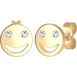 Elli Damskie kolczyki do uszu z uśmiechniętą buzią i kryształem ze srebra próby 925 Kolczyki 1 ct