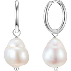 Glanzstücke München Srebrne kolczyki kreole srebro wysokiej próby Perła hodowlana słodkowodna srebrny Kolczyki koła 1 ct Damski