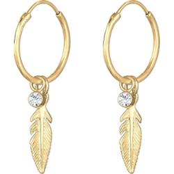 Elli Damskie kreole pióro zawieszka Boho Festiwal z kryształami w srebrze 925 Sterling Silver Kolczyki koła 1 ct