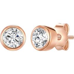 Rafaela Donata Srebrne kolczyki sztyfty srebro wysokiej próby Cyrkonia różowe złoto Kolczyki 1 ct Damski