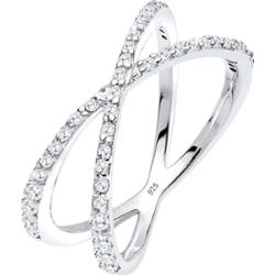 Elli Damski pierścionek skręcony X z kryształami z cyrkoniami w srebrze próby 925 Sterling Silver Pierścionki 1 ct