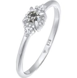 Elli DIAMONDS Damski pierścionek soliter z diamentem (0.11 ct.) i topazem w srebrze próby 925 Sterling Silver Pierścionki