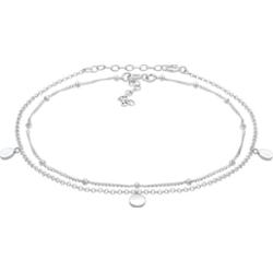 Elli Damska bransoletka na kostkę płytka duo zestaw kula ze srebra 925 Sterling Silver Bransoletki na nogę 1 ct Damski