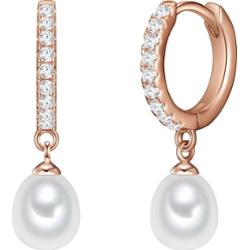 Valero Pearls Srebrne kolczyki kreole srebro wysokiej próby Cyrkonia Perła hodowlana słodkowodna żółte złoto Kolczyki 1 ct Damski