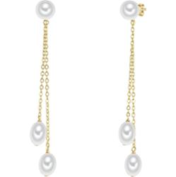 Valero Pearls Kolczyki wiszące srebrne srebro wysokiej próby Perła hodowlana słodkowodna żółte złoto 1 ct Damski