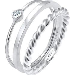 Elli Zestaw damski pasjans Basic Twisted z kryształem ze srebra próby 925 Pierścionki 1 ct Damski