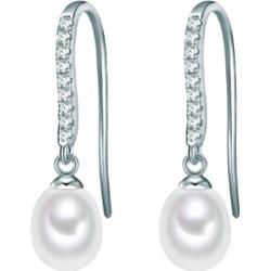 Valero Pearls Kolczyki wiszące z perłą srebro wysokiej próby Cyrkonia Perła hodowlana słodkowodna różowe złoto 1 ct Damski
