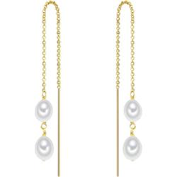 Valero Pearls Kolczyki wiszące z perłą srebro wysokiej próby Perła hodowlana słodkowodna różowe złoto 1 ct Damski