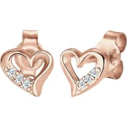 Elli DIAMONDS Damskie Kolczyki Sztyfty Motyw Serca Eleganckie z Diamentem (0.06 ct.) w Srebro 925 Sterling Silver 1 ct