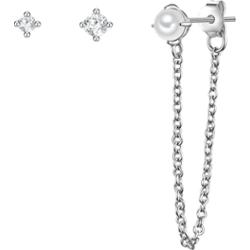 Glanzstücke München Srebrne kolczyki sztyfty srebro wysokiej próby Cyrkonia Perła hodowlana słodkowodna różowe złoto Kolczyki 1 ct Damski