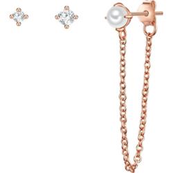 Glanzstücke München Srebrne kolczyki sztyfty srebro wysokiej próby Cyrkonia Perła hodowlana słodkowodna różowe złoto Kolczyki 1 ct Damski