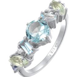 Elli PREMIUM Damski klasyk z topazem, kamieniem księżycowym i ametystem w pozłacanym srebrze próby 925 Sterling Silver Pierścionki 1 ct