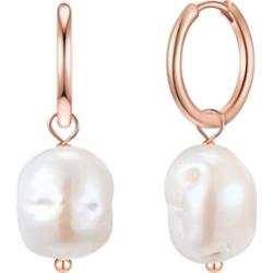 Glanzstücke München Srebrne kolczyki kreole srebro wysokiej próby Perła hodowlana słodkowodna różowe złoto Kolczyki 1 ct Damski