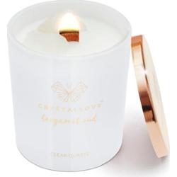 Crystallove Świeca sojowa z kryształem górskim - bergamotka oud Świeczki 1 ct