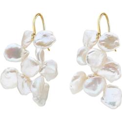 Valero Pearls Kolczyki wiszące z perłą srebro wysokiej próby Perła hodowlana słodkowodna żółte złoto 1 ct Damski