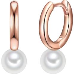 Valero Pearls Srebrne kolczyki kreole srebro wysokiej próby Perła hodowlana słodkowodna różowe złoto Kolczyki koła 1 ct Damski